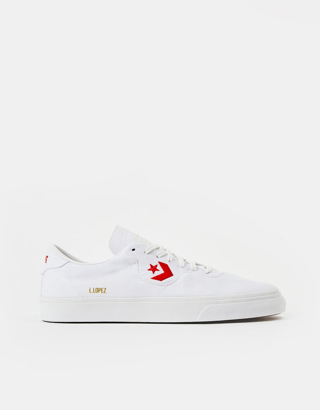 Converse Louie Lopez Pro Ox Canvas Skate Shoes - White/Red/White