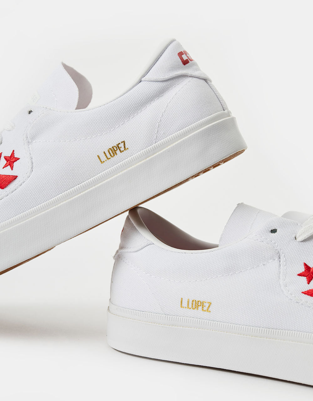 Converse Louie Lopez Pro Ox Canvas Skate Shoes - White/Red/White