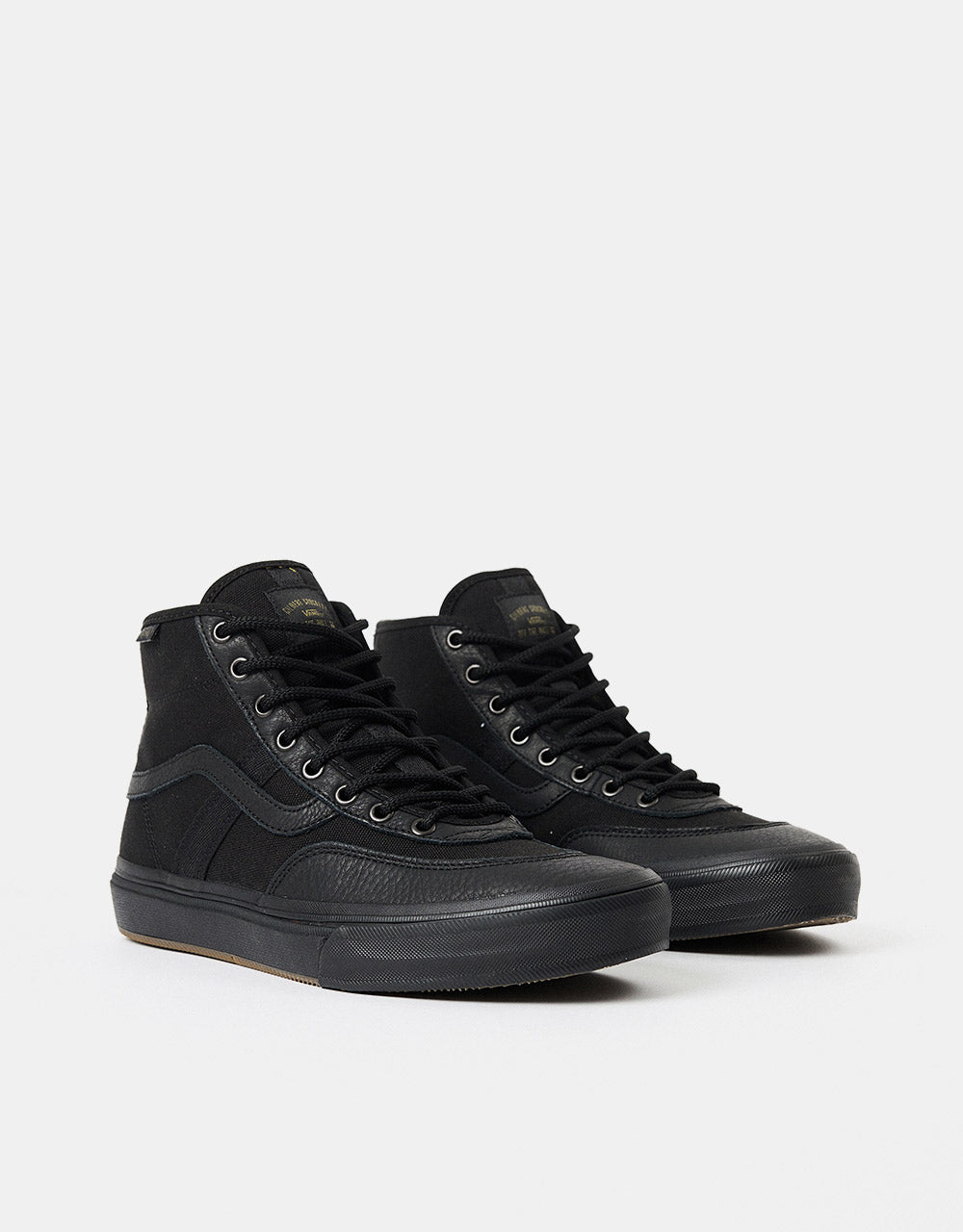 Vans Crockett High Skate Shoes - (Butter Leather) Black/Black