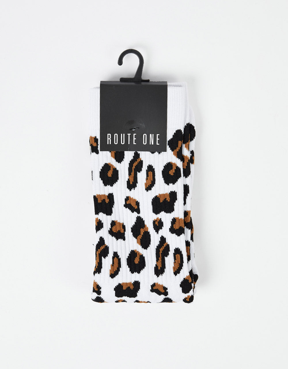 Route One Leopard Socks - White