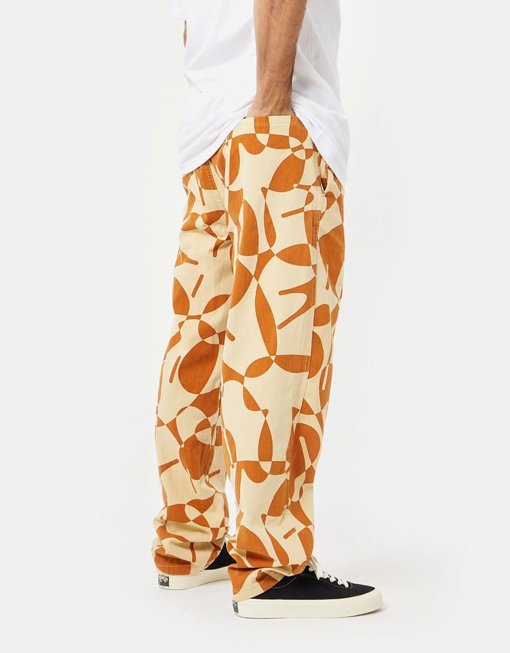 Route One Organic Baggy Pants - Letters Ivory Cream/Gingerbread