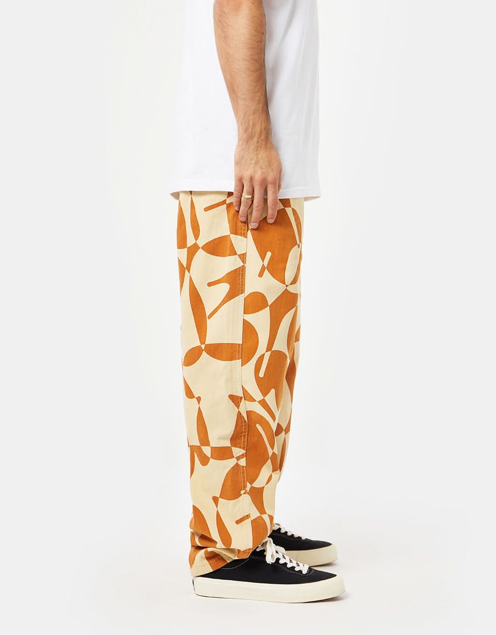 Route One Organic Baggy Pants - Letters Ivory Cream/Gingerbread