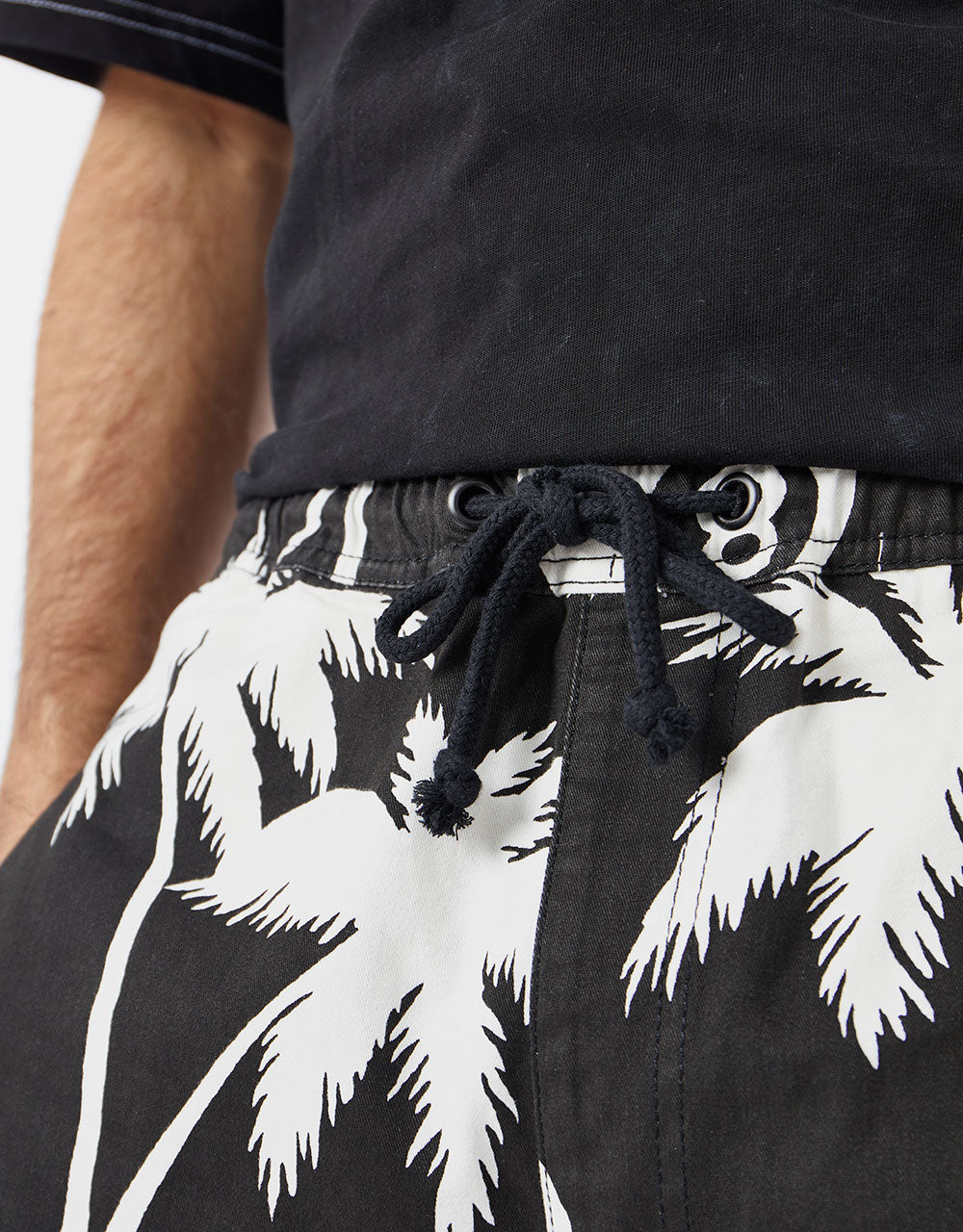 Route One Organic Baggy Pants - Palms Black/White