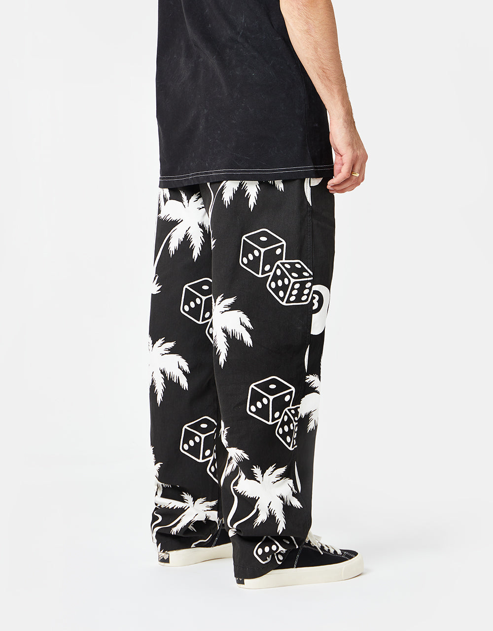 Route One Organic Baggy Pants - Palms Black/White