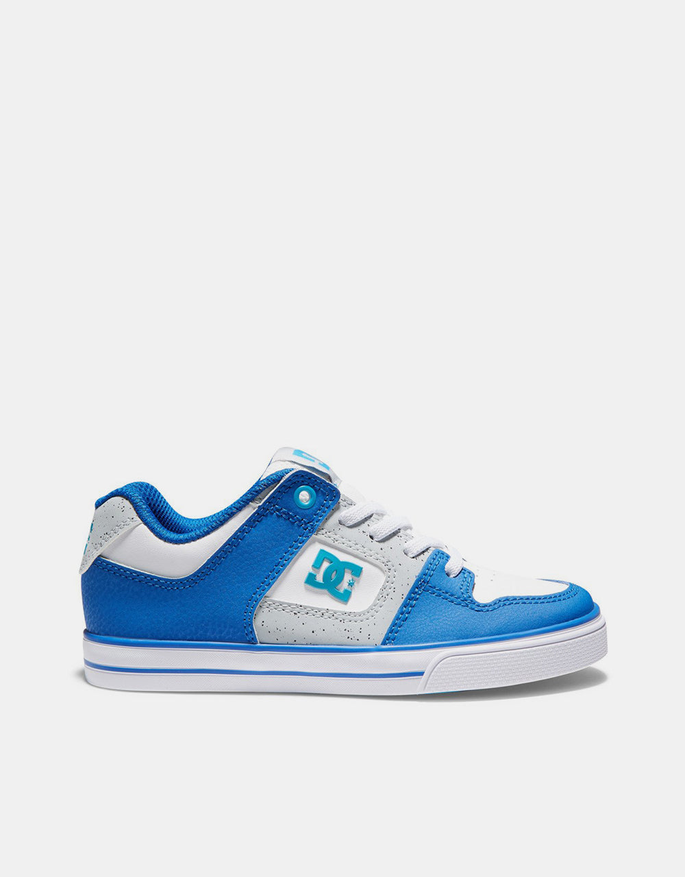 DC Pure Elastic Kids Skate Shoes - White/Grey/Blue