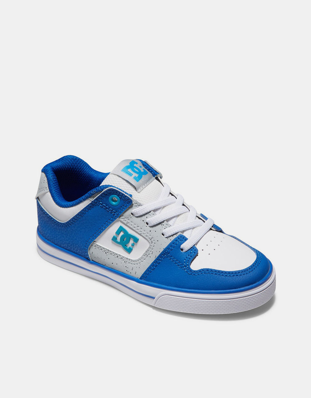 DC Pure Elastic Kids Skate Shoes - White/Grey/Blue