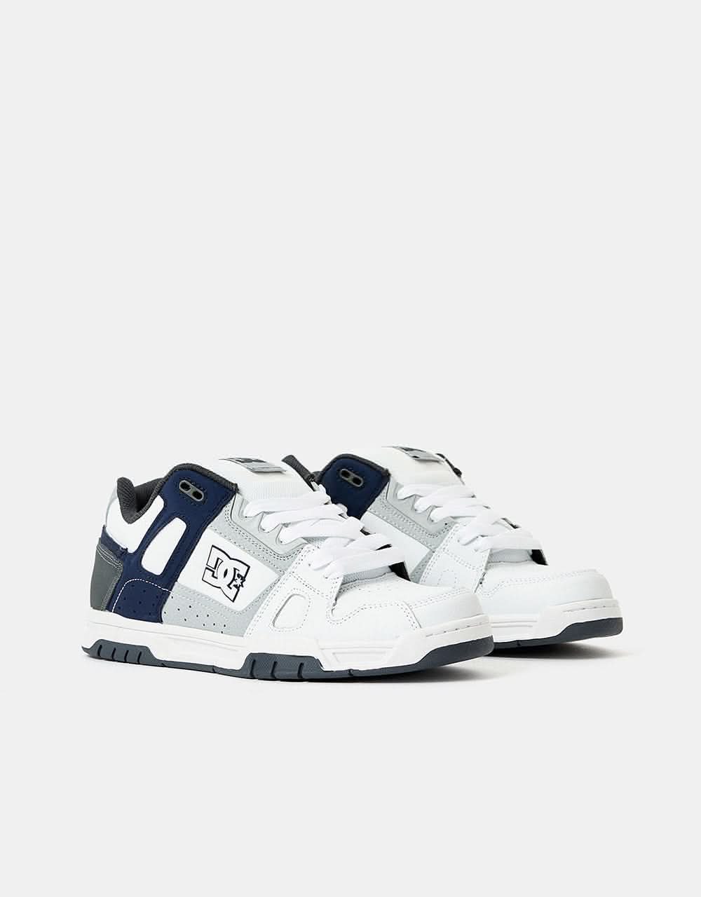DC Stag Skate Shoes - White/Grey/Blue