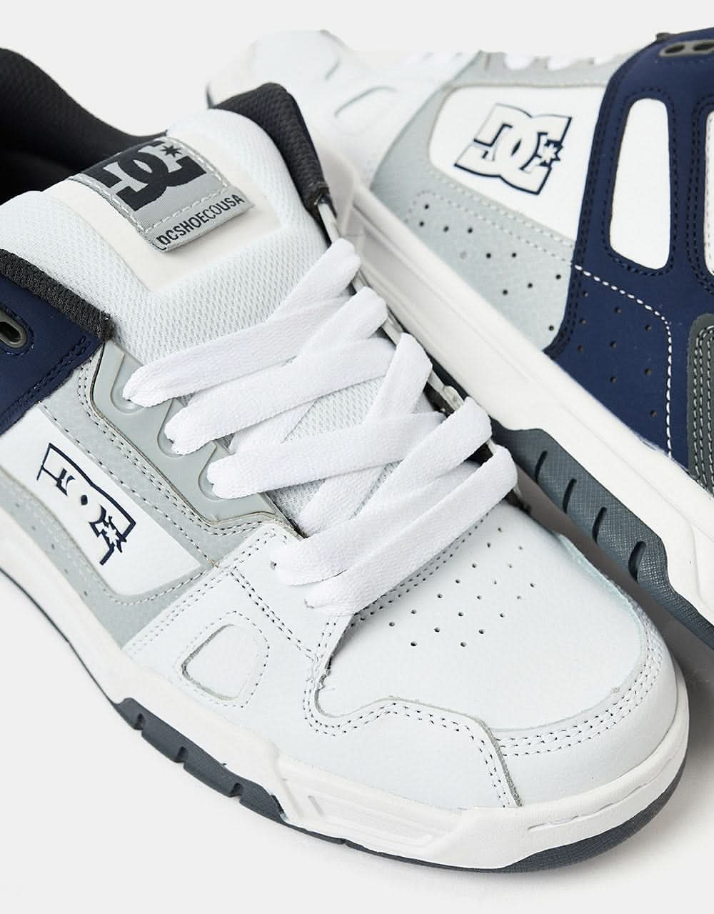 DC Stag Skate Shoes - White/Grey/Blue