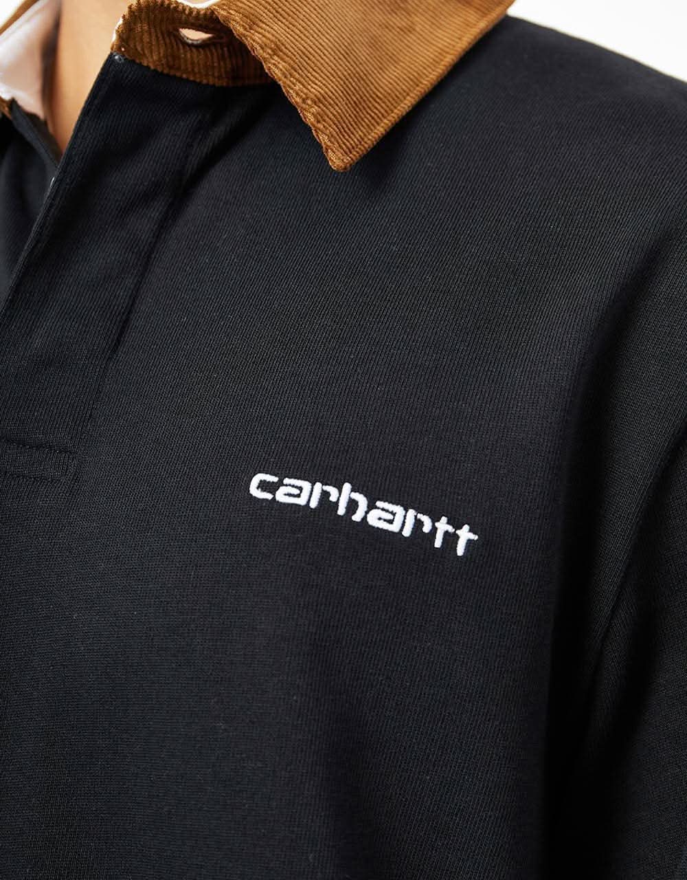 Carhartt WIP L/S Cord Rugby Polo - Black/H Brown/White