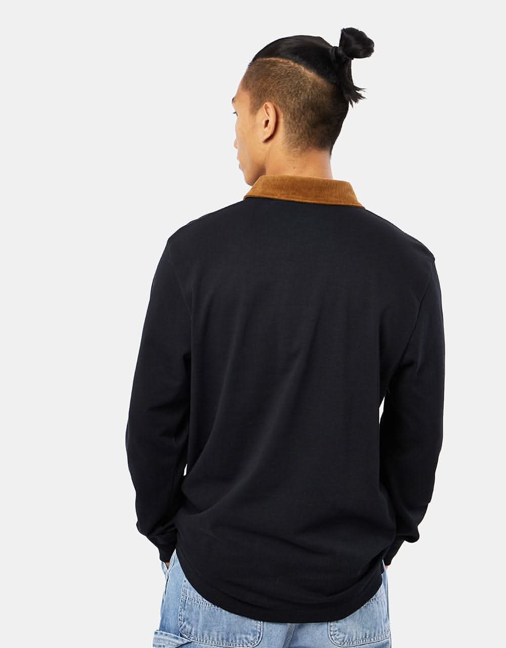 Carhartt WIP L/S Cord Rugby Polo - Black/H Brown/White