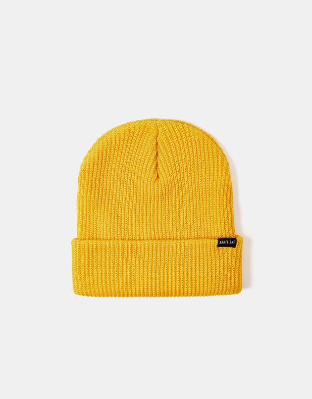 Route One Recycled Fisherman Beanie - Mustard