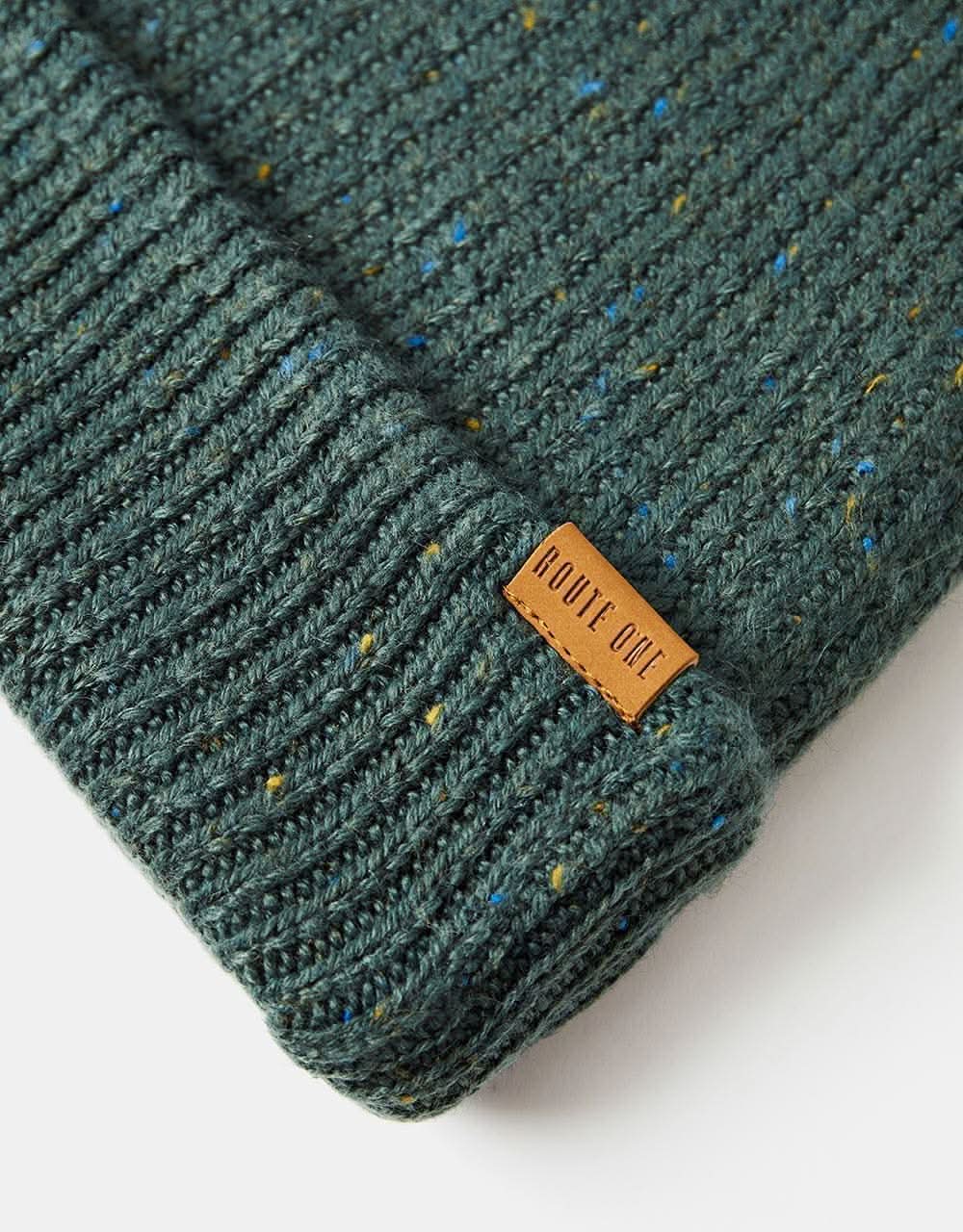 Route One Recycled Fleck Beanie - Forest Green