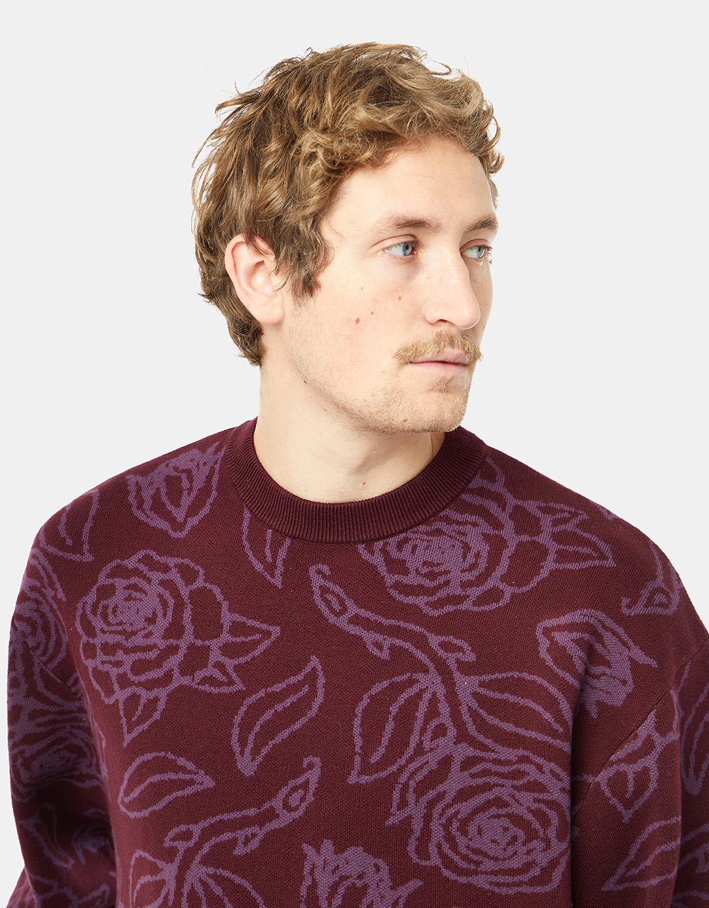 Route One Roses Knitted Sweater - Port/Dove