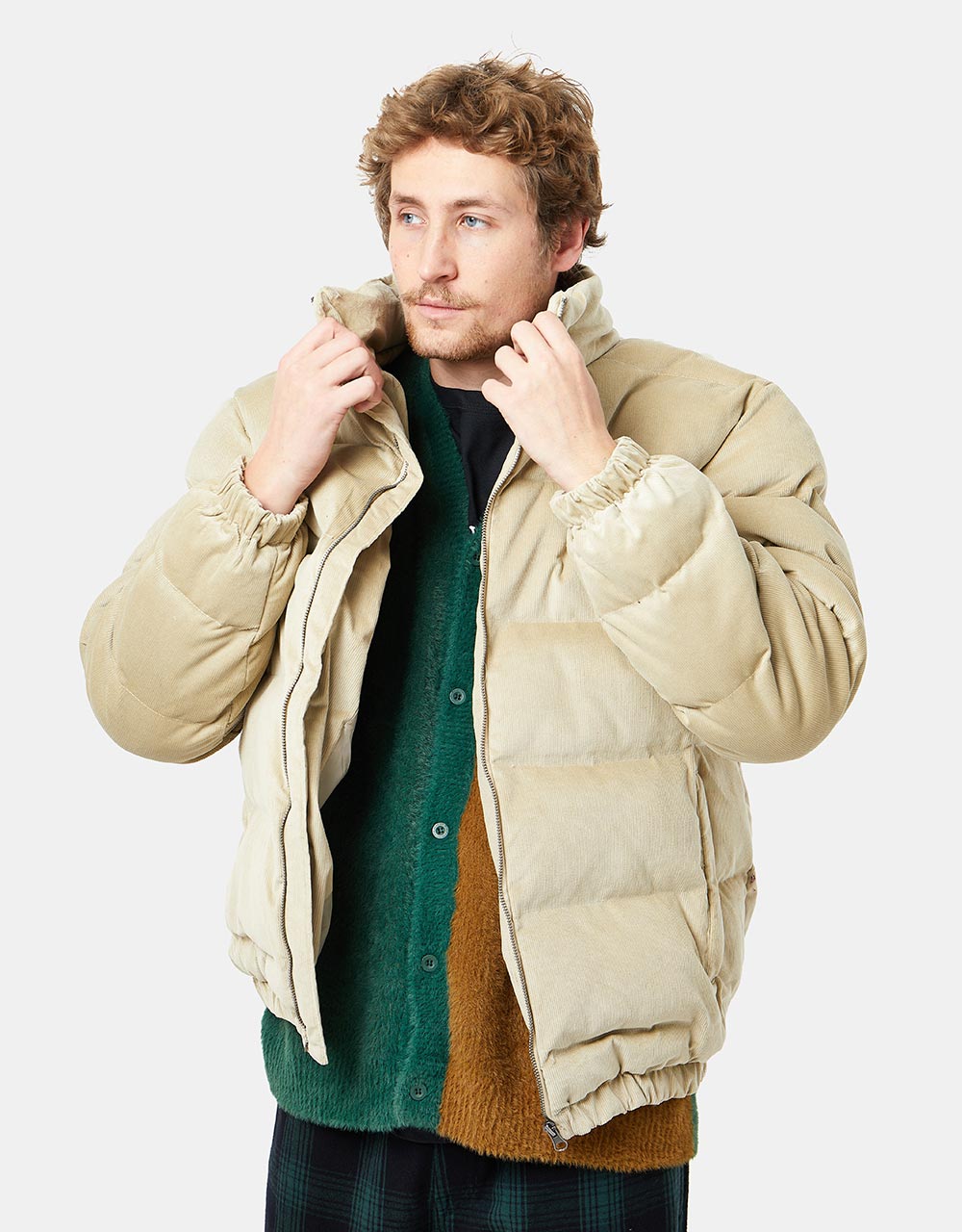Route One Corduroy Puffer Jacket - Ivory Cream
