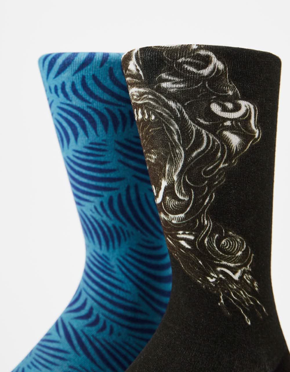Santa Cruz Alive Hand 2 Pack Socks - Multi Colour/Black