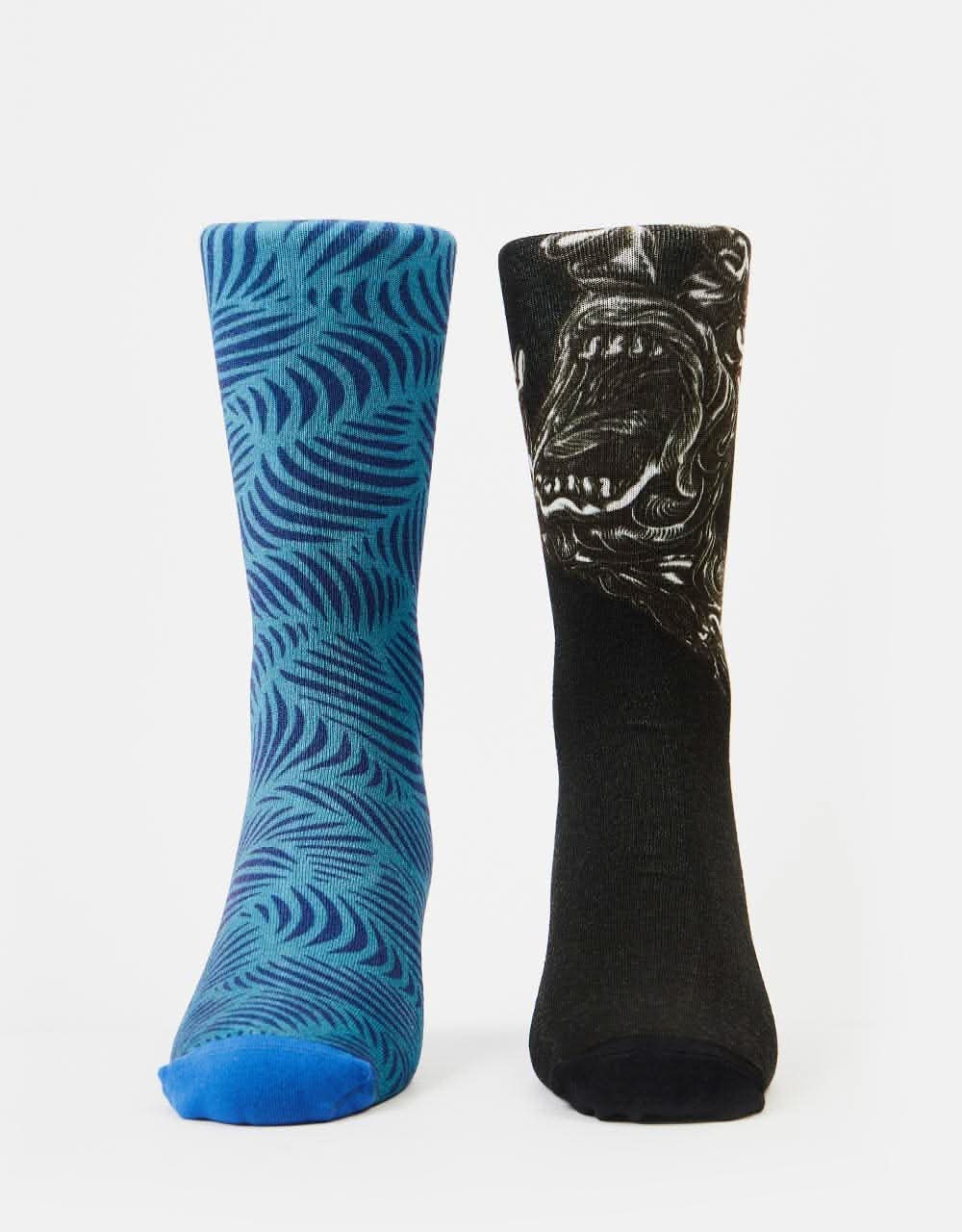Santa Cruz Alive Hand 2 Pack Socks - Multi Colour/Black