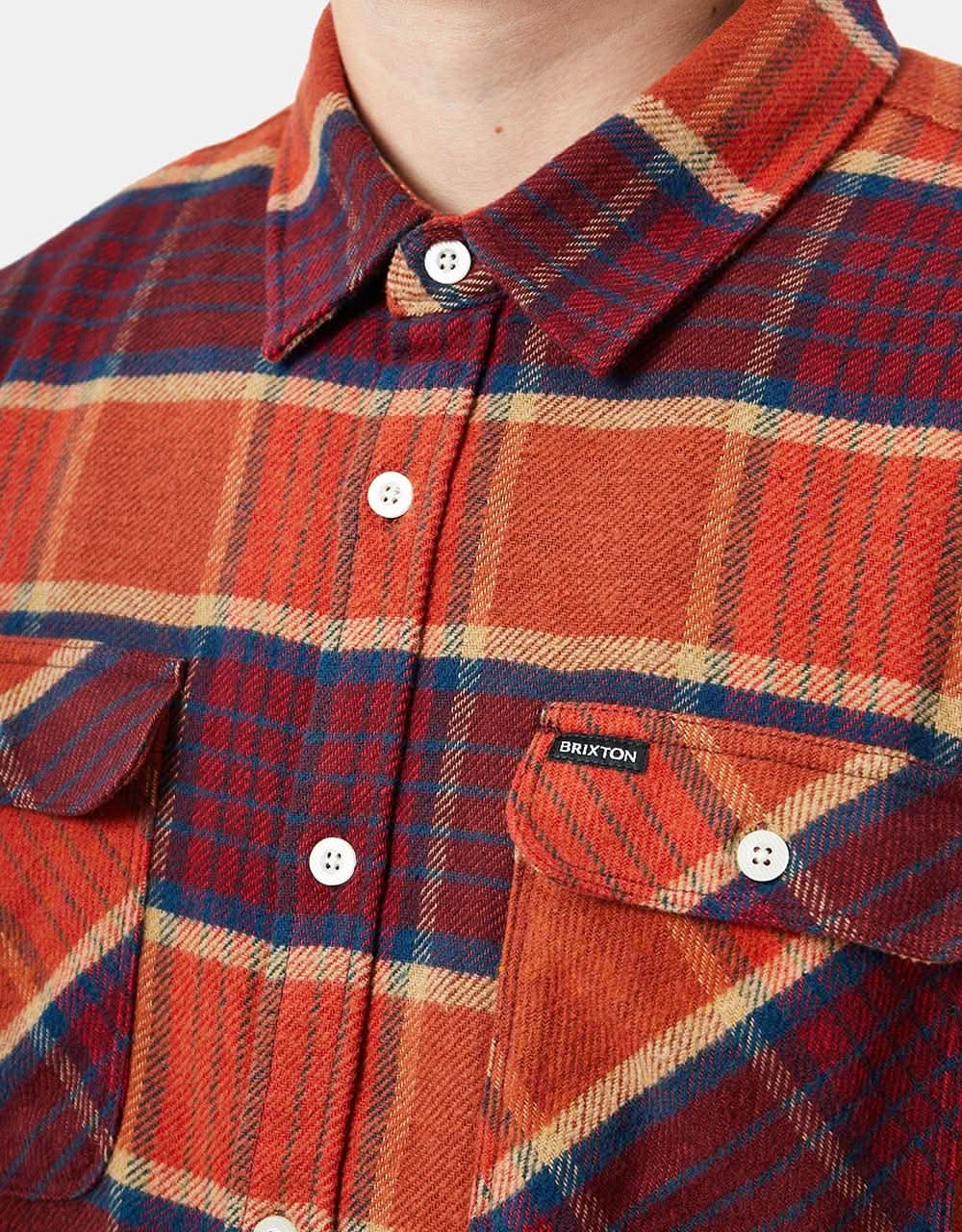 Brixton Bowery Stretch L/S X Flannel Shirt - Burnt Henna/Bright Gold/Black