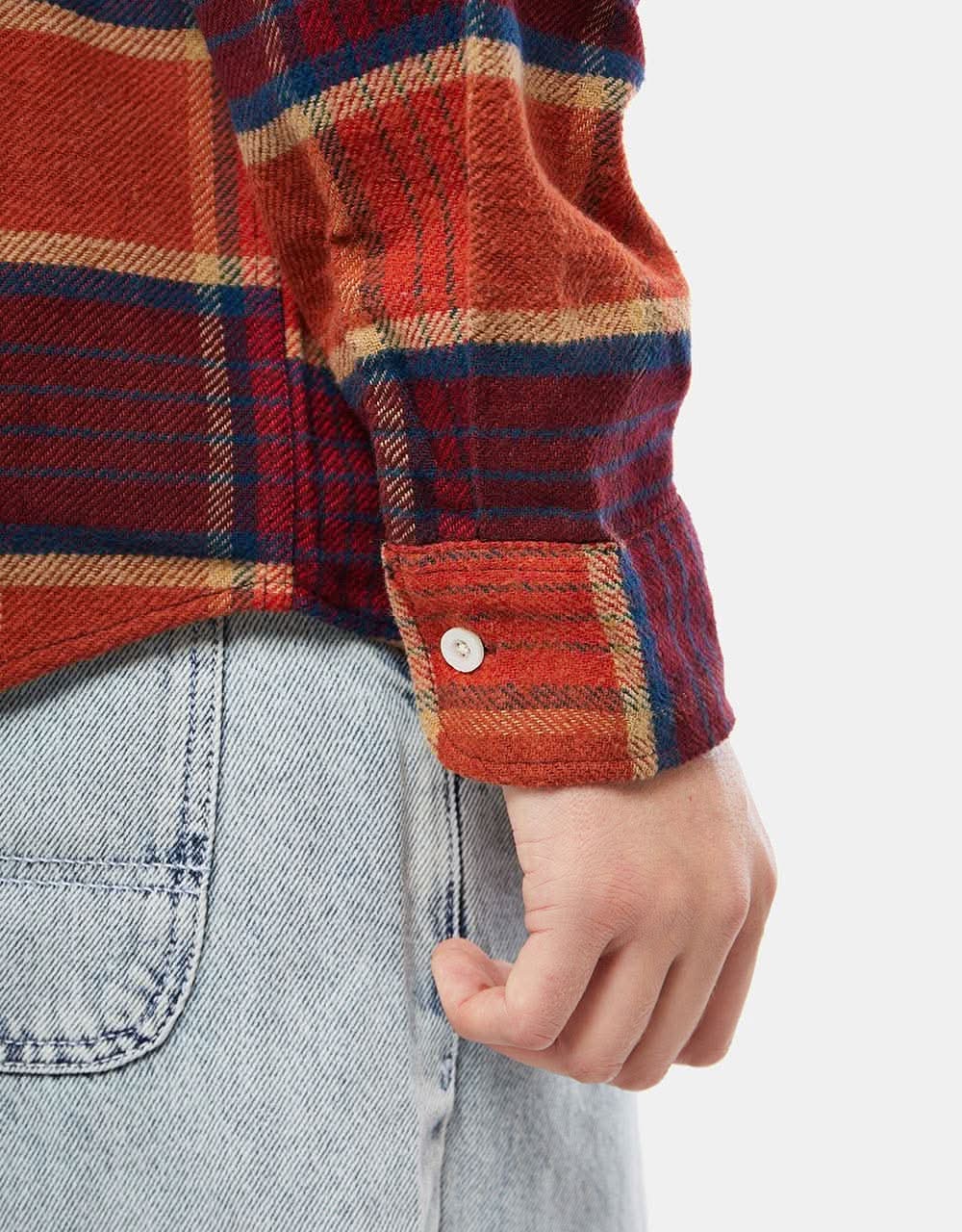 Brixton Bowery Stretch L/S X Flannel Shirt - Burnt Henna/Bright Gold/Black