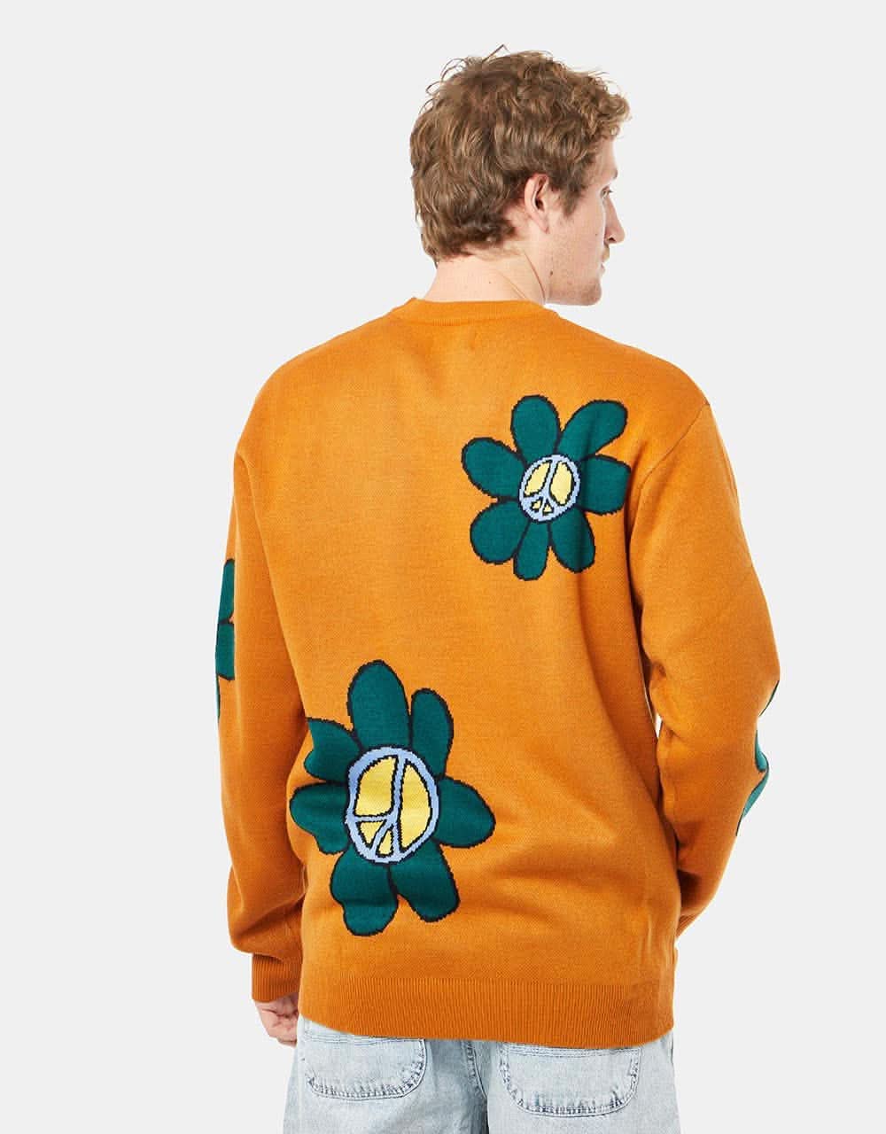 Butter Goods Flowers Knitted Sweater - Rust