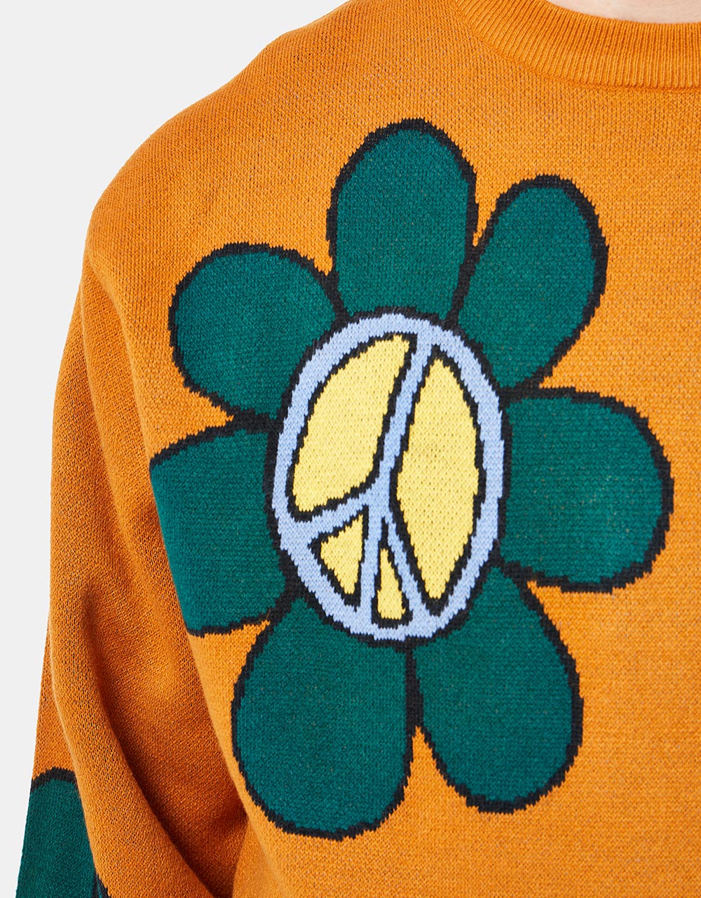 Butter Goods Flowers Knitted Sweater - Rust