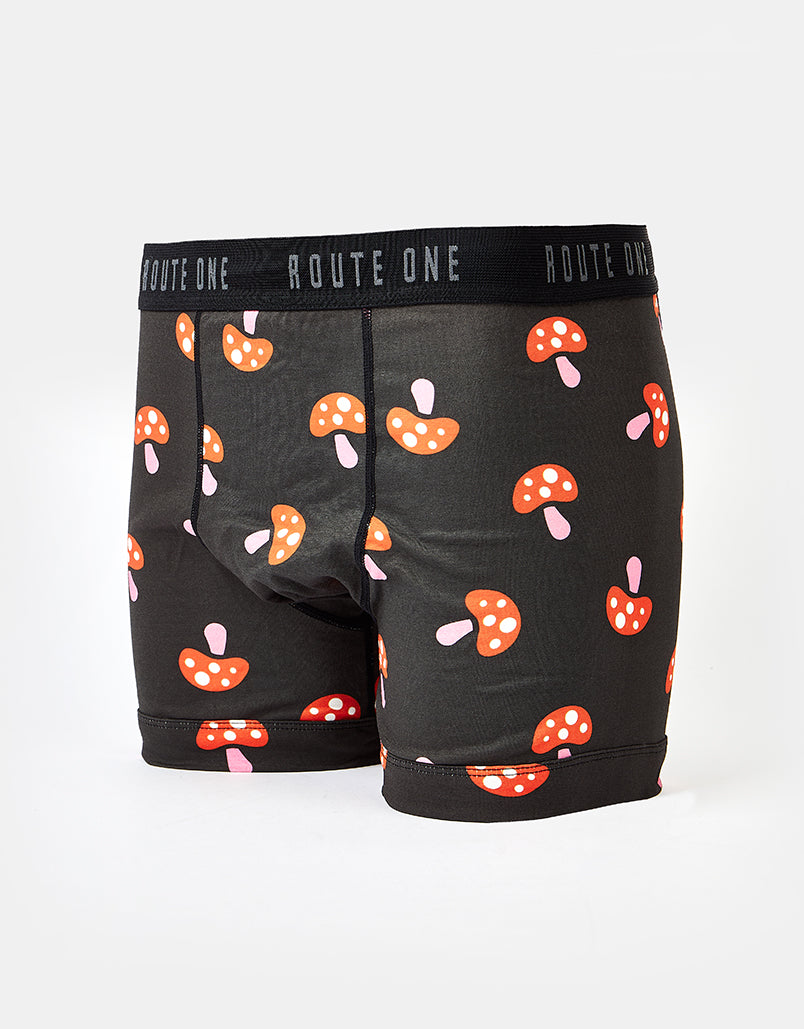 Route One Classic Boxer Shorts - Shrooms (Black)