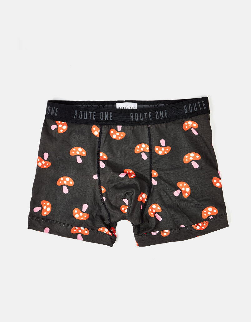 Route One Classic Boxer Shorts - Shrooms (Black)