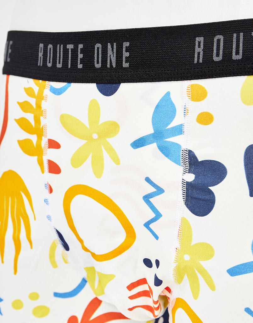 Route One Classic Boxer Shorts - Tropical (White)