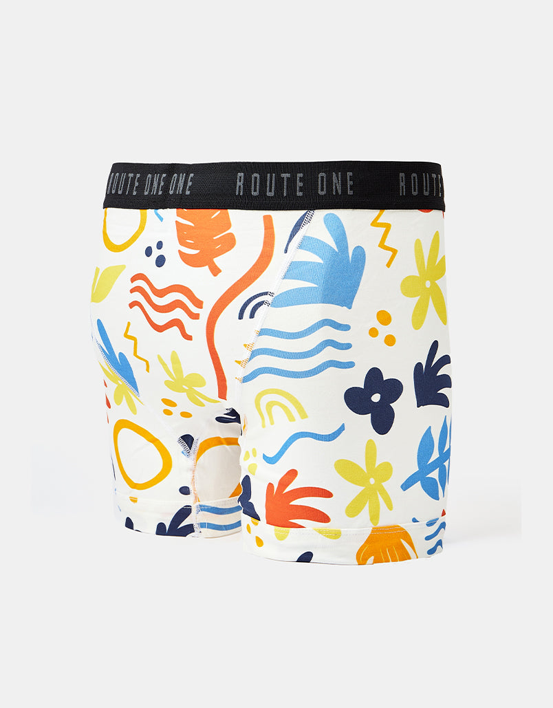 Route One Classic Boxer Shorts - Tropical (White)