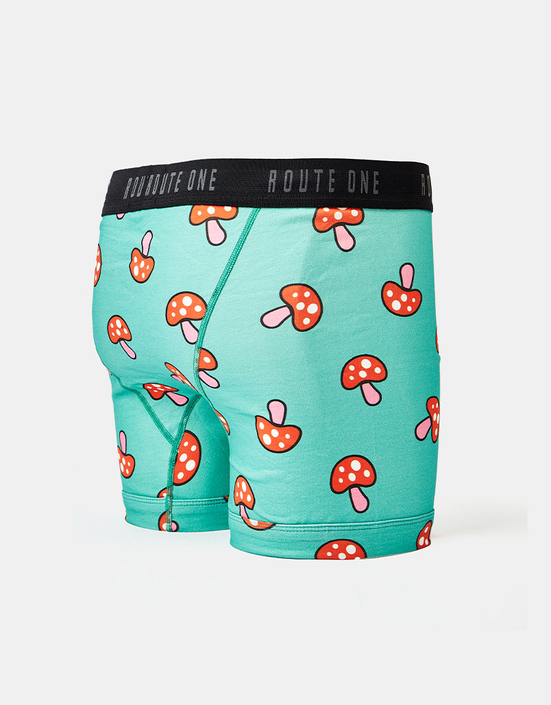 Route One Classic Boxer Shorts - Shrooms (Teal)
