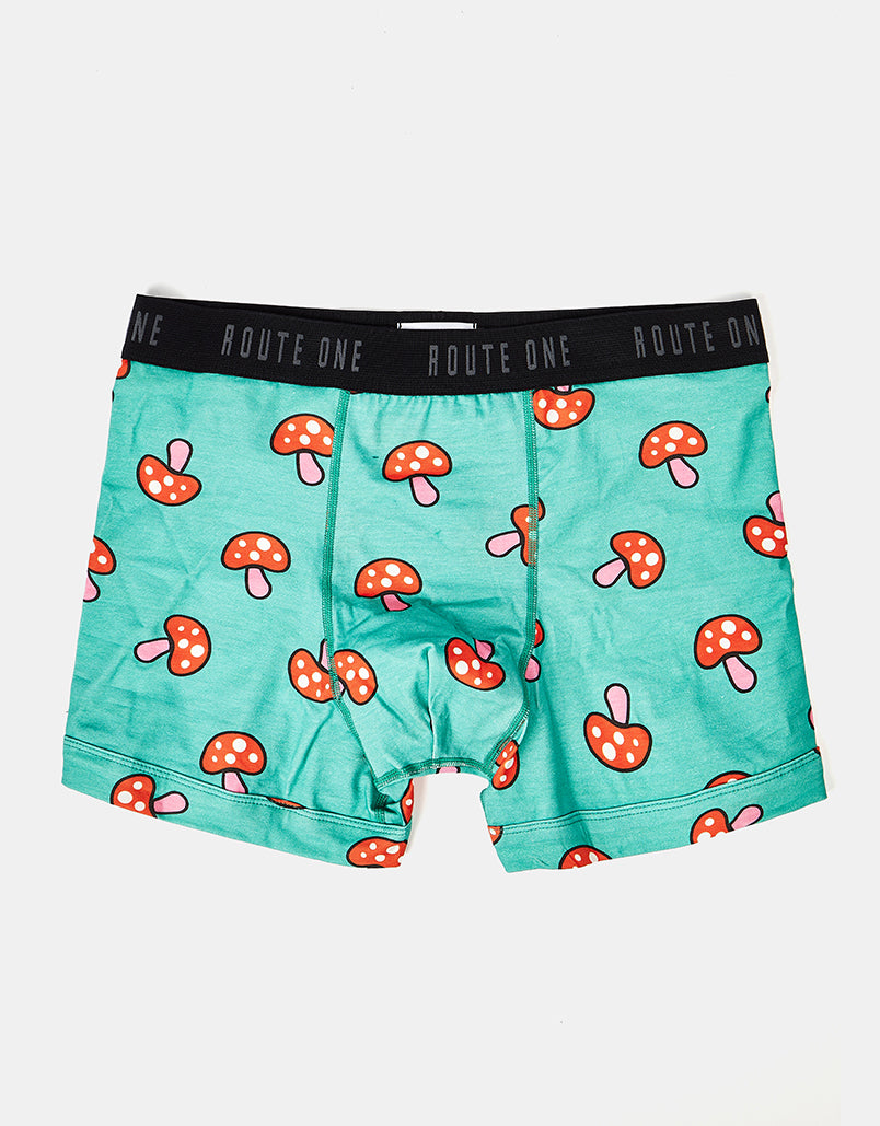 Route One Classic Boxer Shorts - Shrooms (Teal)