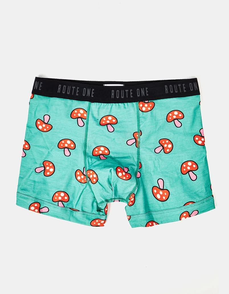 Route One Classic Boxer Shorts Shrooms (Teal)