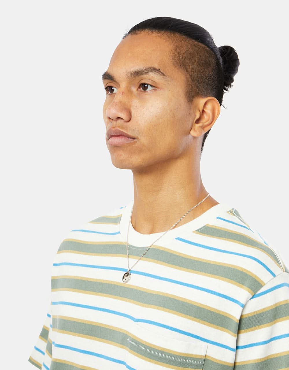 Patagonia Cotton in Conversion Pocket Tee - Skater Stripe/Hemlock Green