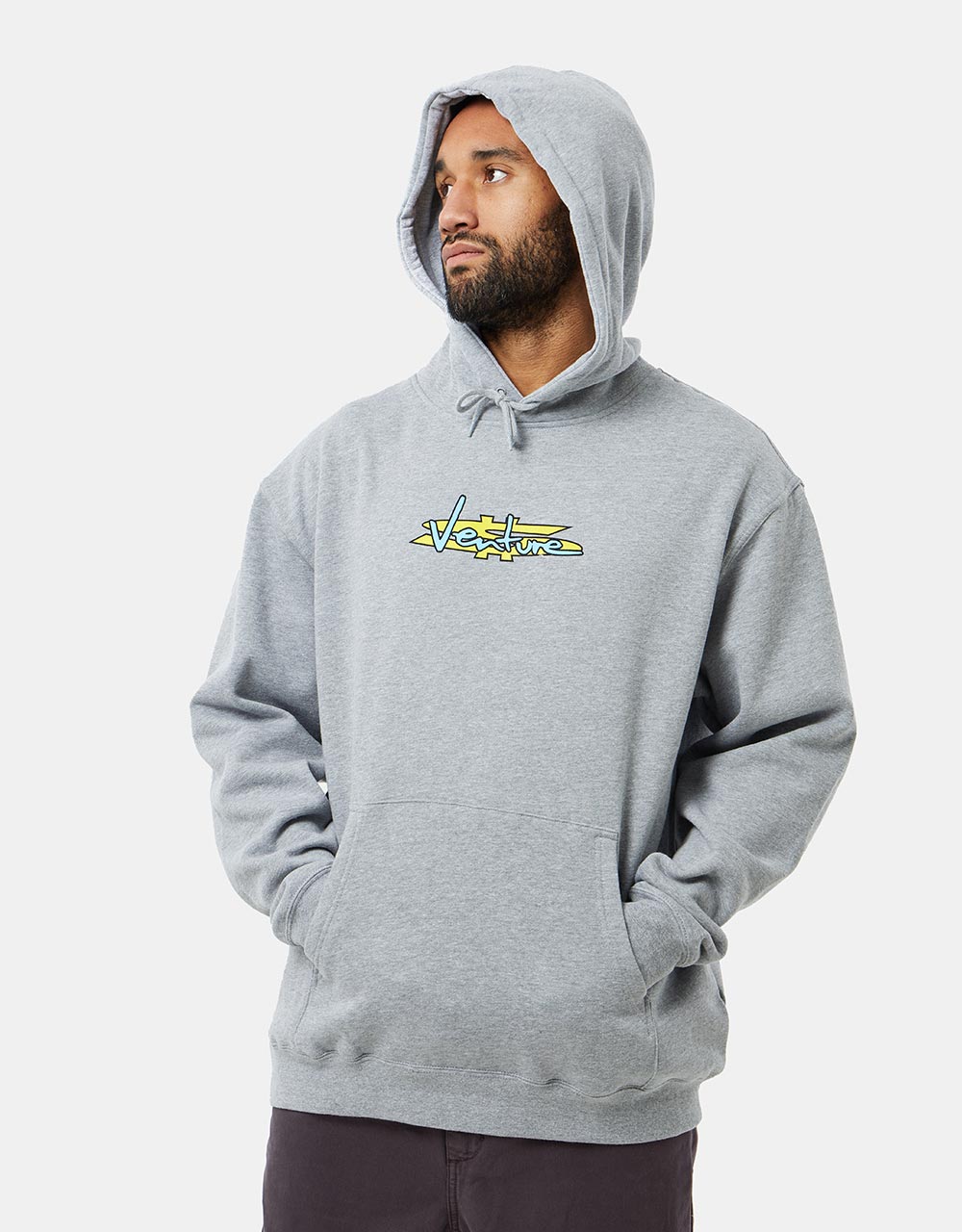 Venture Paid Pullover Hoodie - Heather Grey/Blue/Yellow