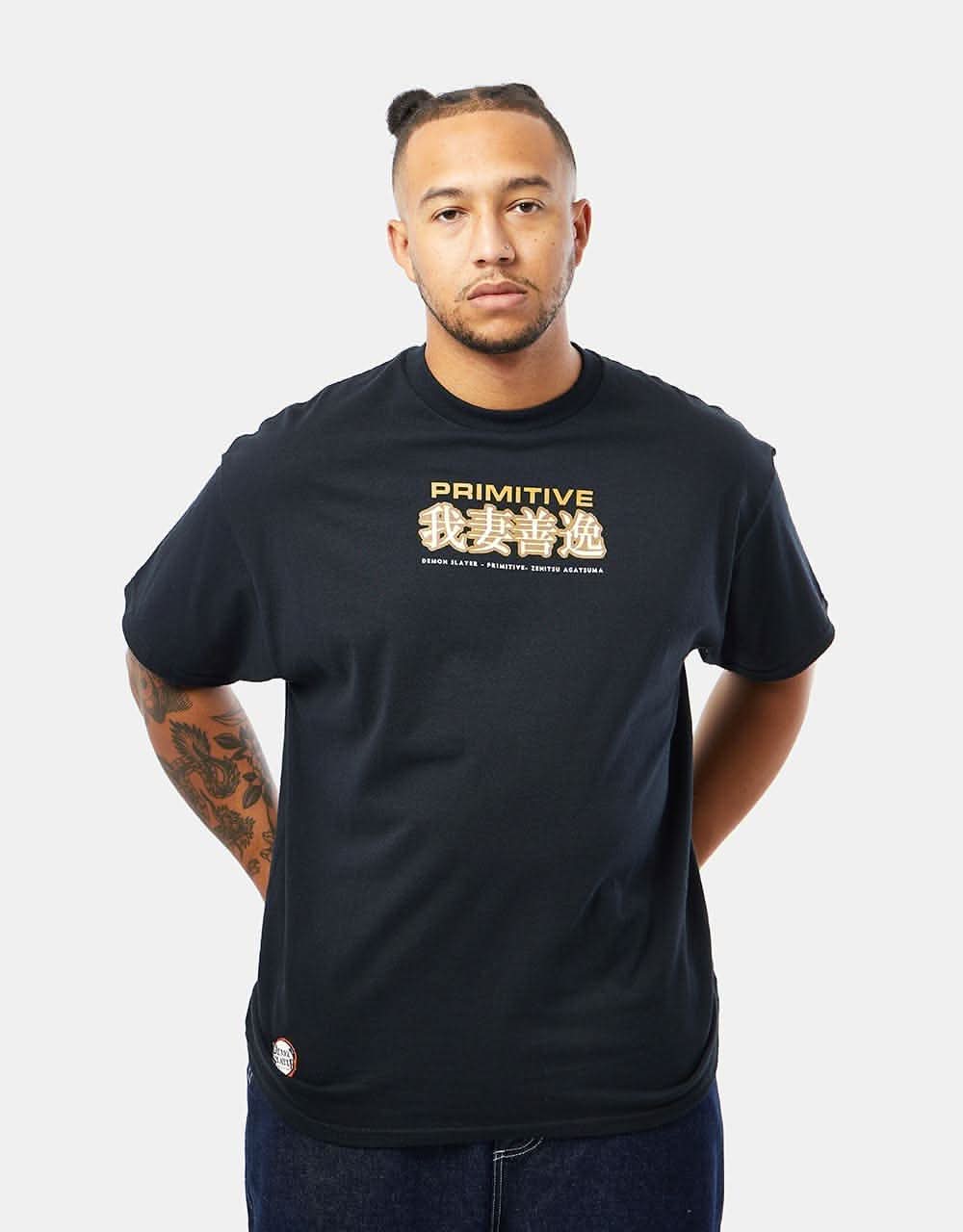 Primitive x Demon Slayer Zenitsu Agatsuma T-Shirt - Black