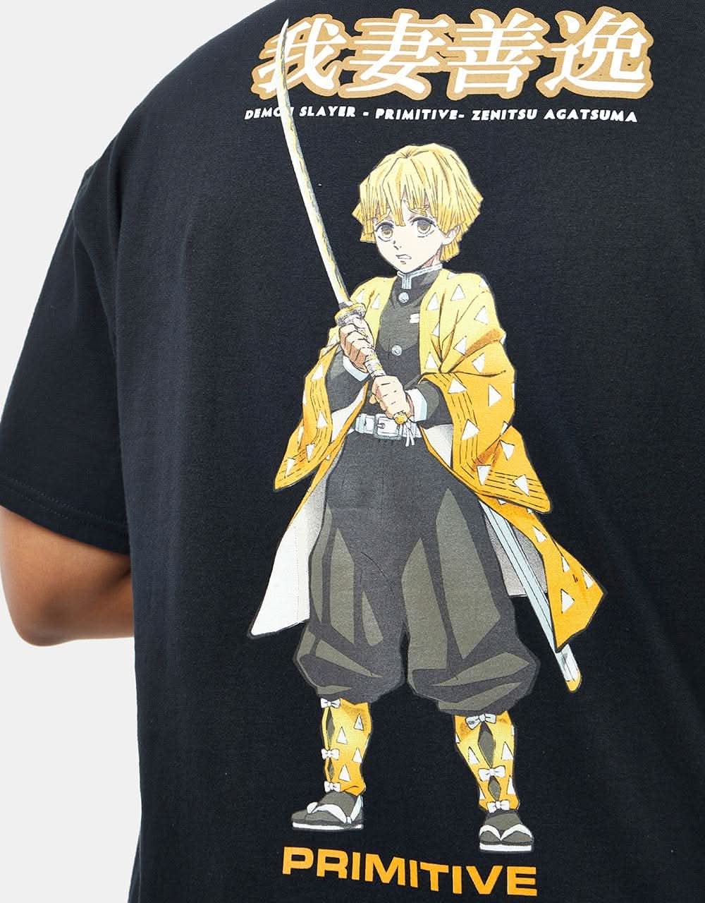 Primitive x Demon Slayer Zenitsu Agatsuma T-Shirt - Black