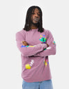 The Quiet Life Lookout & Wonderland Pigment Dyed L/S T-Shirt - Berry
