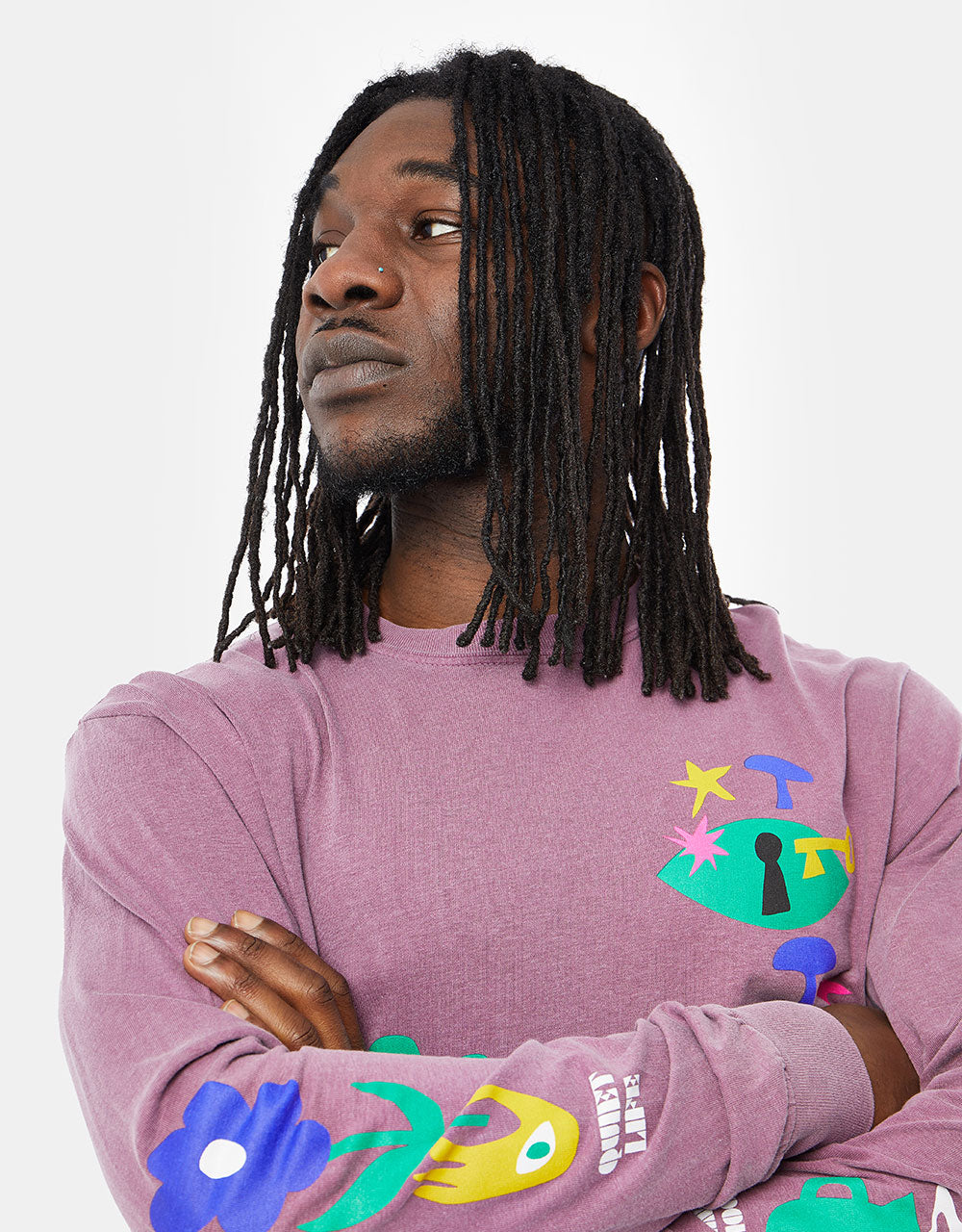 The Quiet Life Lookout & Wonderland Pigment Dyed L/S T-Shirt - Berry
