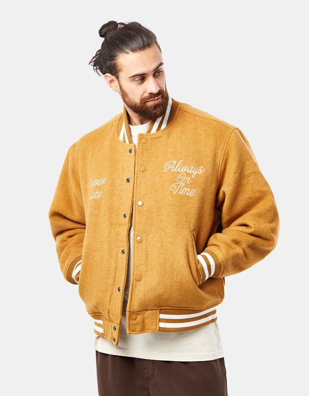 Obey Time Varsity Jacket Brown Sugar