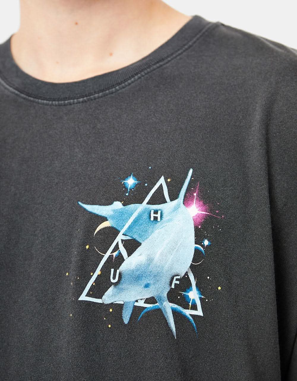 HUF Space Dolphins Washed T-Shirt - Black