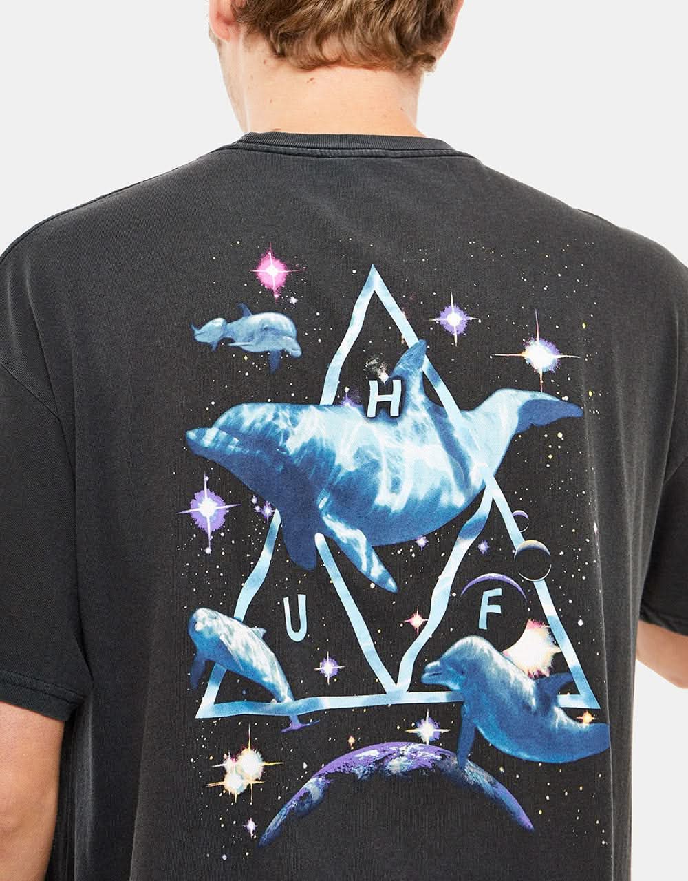 HUF Space Dolphins Washed T-Shirt - Black