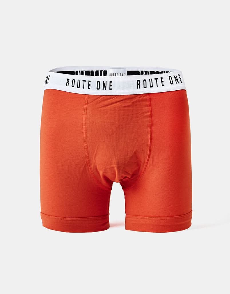 Route One Classic Boxer Shorts 2 Pack - Olive/Burnt Orange