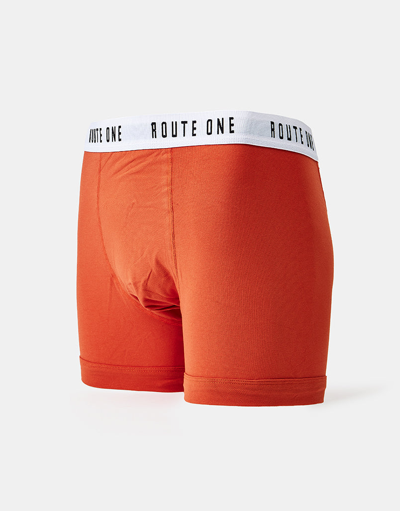 Route One Classic Boxer Shorts 2 Pack - Olive/Burnt Orange