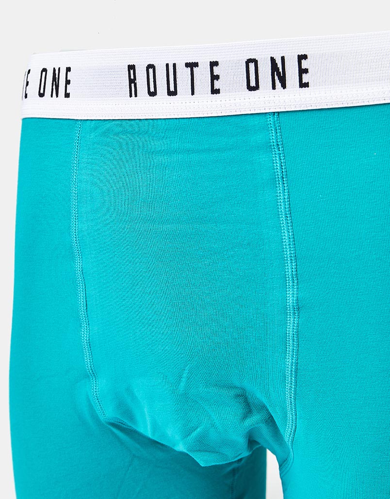 Route One Classic Boxer Shorts 2 Pack - Teal/Purple
