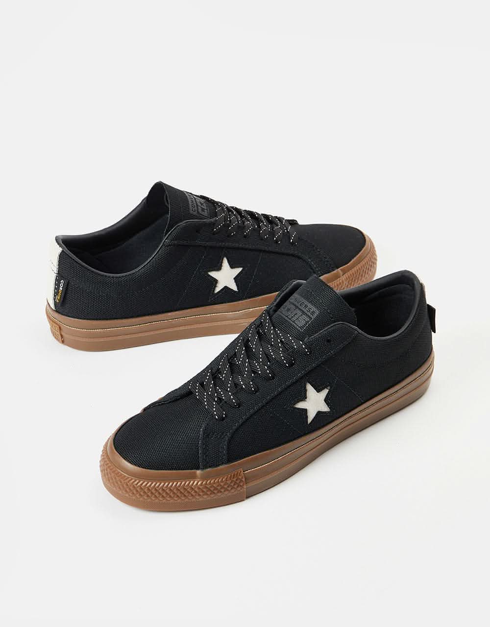 Converse One Star Pro Cordura Canvas Skate Shoes - Black/White/Dark Gum