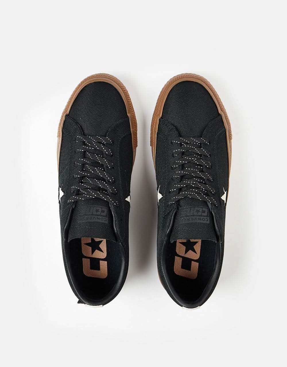 Converse One Star Pro Cordura Canvas Skate Shoes - Black/White/Dark Gum