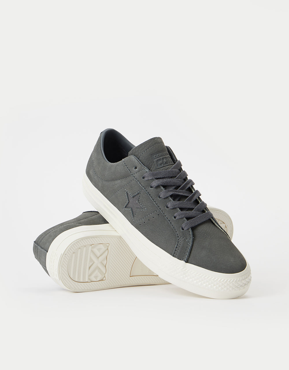 Converse One Star Pro Nubuck Leather Skate Shoes - Iron Grey/Iron Grey/Egret