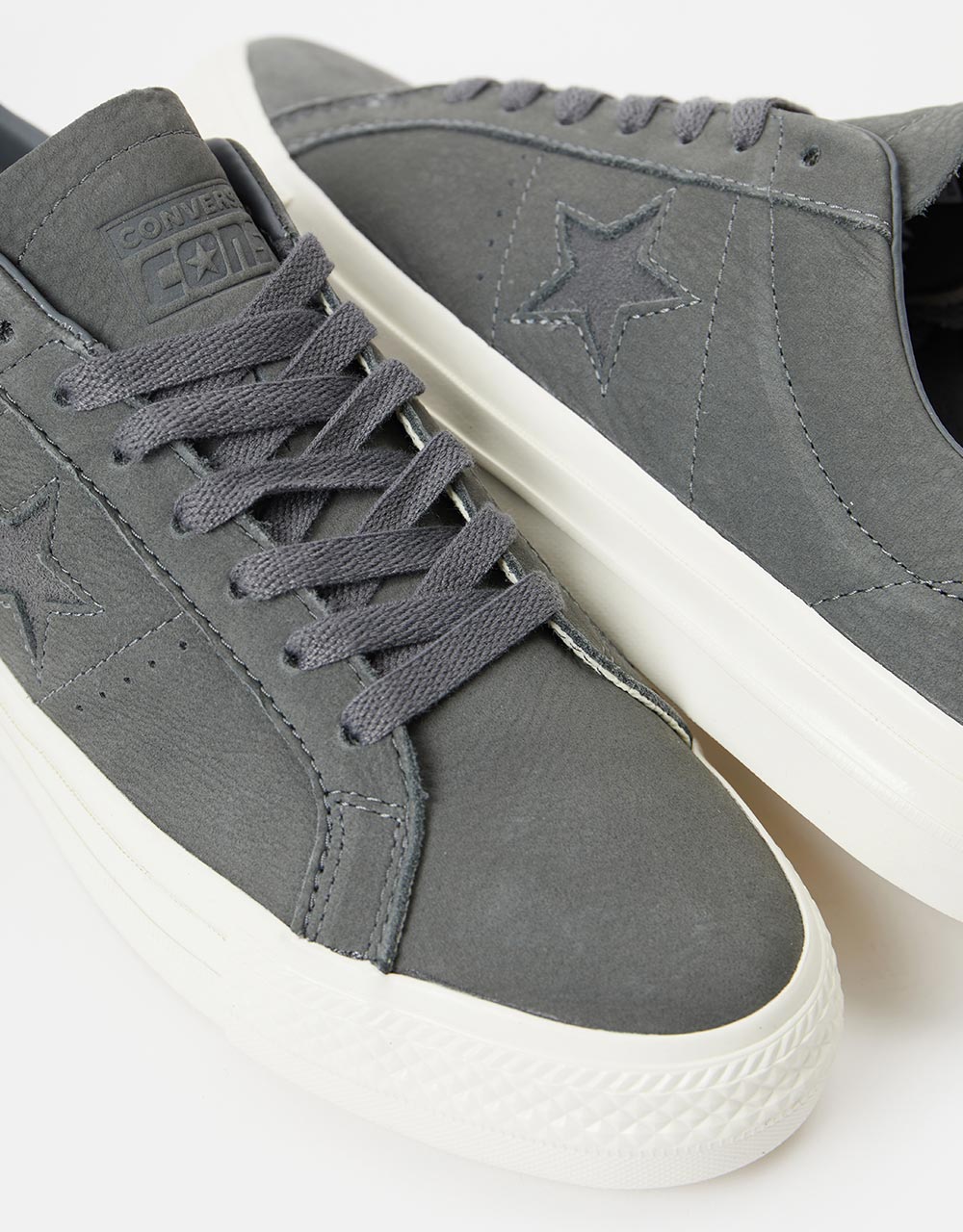Converse One Star Pro Nubuck Leather Skate Shoes - Iron Grey/Iron Grey/Egret