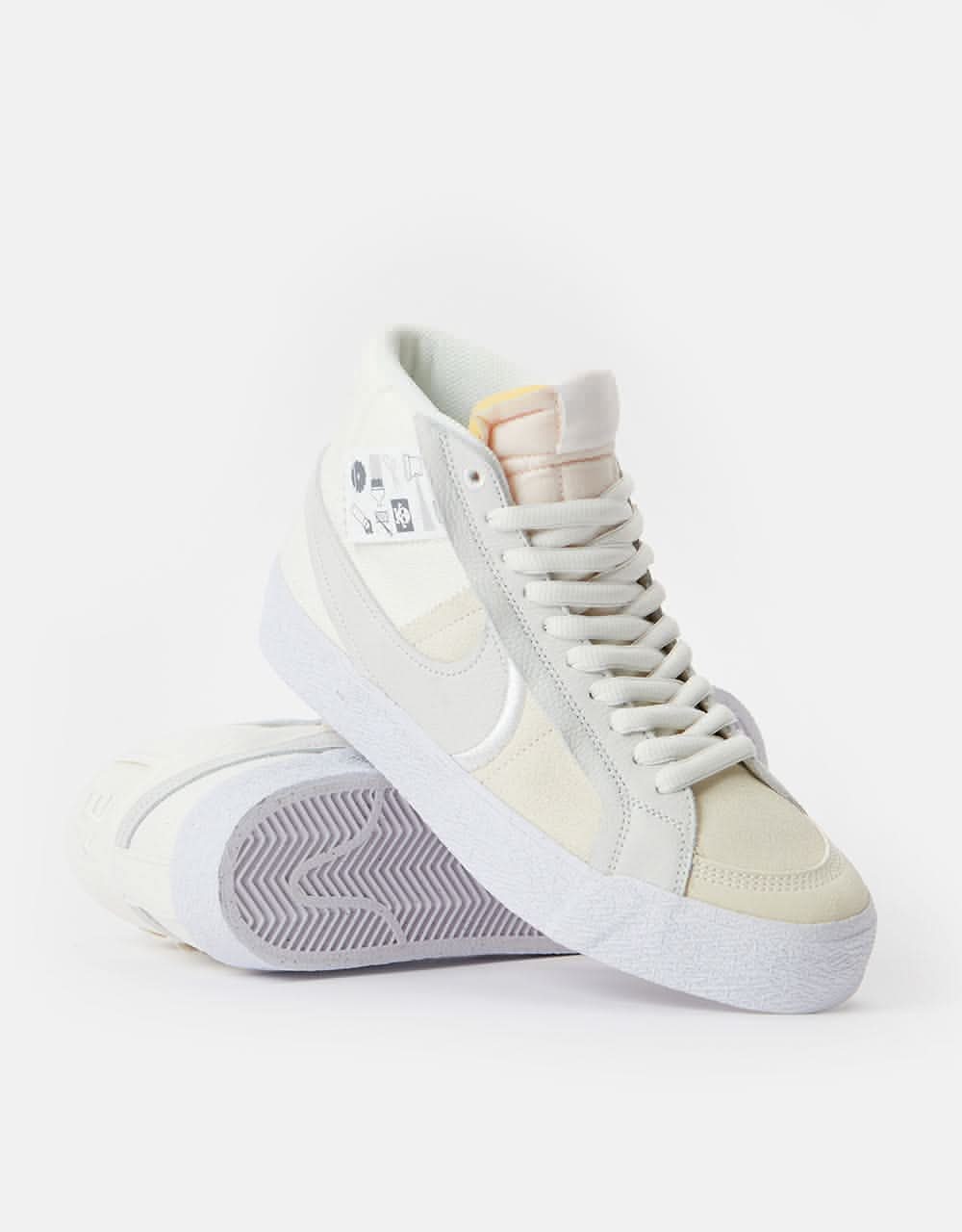 Nike SB Zoom Blazer Mid Premium Plus Skate Shoes - Summit White/Summit White