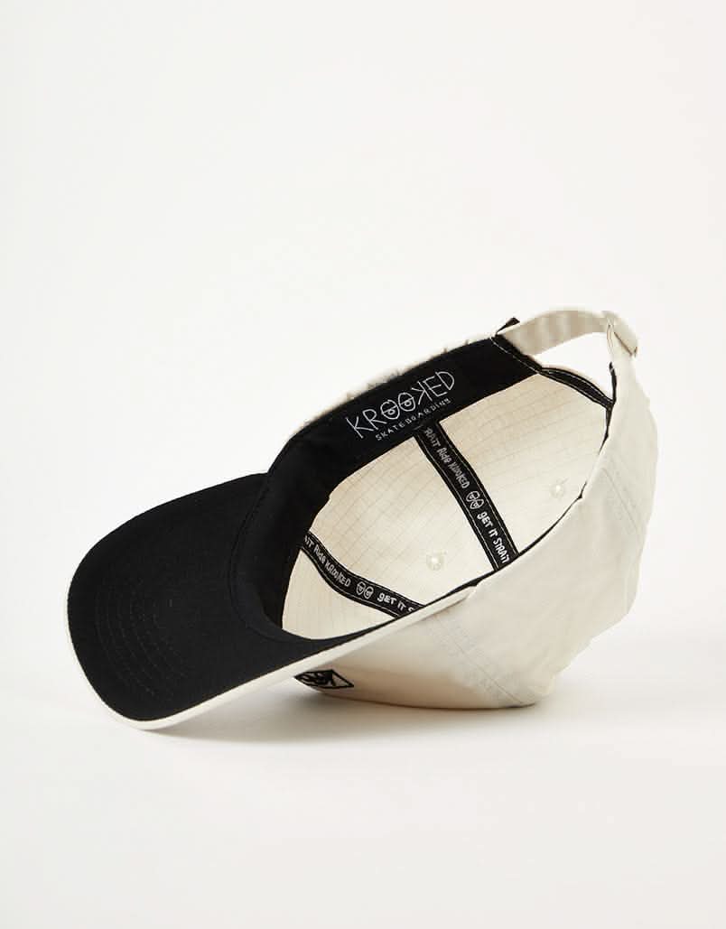 Krooked Moonsmile Script Strapback Cap - Natural/Black