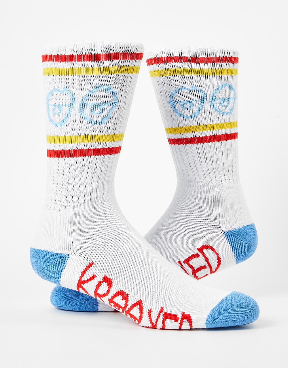 Krooked Eyes Socks - White/Blue/Yellow/Red